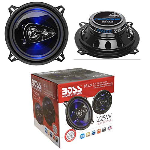 2 Lautsprecher kompatibel mit BOSS Audio Systems BE524 BE 524 4 Wege koaxialkabel 5,25" 13,00 cm 130 mm 112 watt rms 225 watt max 4 ohm 90 db mit Blauer led und gummifederung, paarweise von WEB