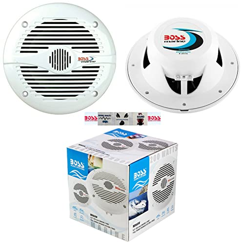 2 Marine-Lautsprecher kompatibel mit BOSS Audio MR60W 2-Wege-6,50" 16,50 cm 165 mm 100 watt rms 200 watt max wasserdichtes sea Pool Boot, pro Paar + 5 kostenlose Aufkleber von WEB