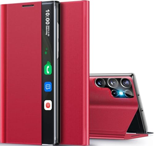 Lederhülle für Samsung Galaxy Note 10 Plus, Klapphülle, Galaxy Note 10 Plus, Handyhülle mit Ständer, stoßfeste Schutzhülle für Samsung Note 10 Plus 5G, Rot Lederhülle für Samsung Galaxy Note 10 Plus, Klapphülle, Galaxy Note 10 Plus, Handyhülle mit Ständer, stoßfeste Schutzhülle für Samsung Note 10 Plus 5G, Rot von WECOACO