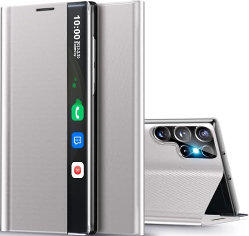 Lederhülle für Samsung Galaxy Note 10 Plus, Klapphülle, Galaxy Note 10 Plus, Handyhülle mit Ständer, stoßfeste Schutzhülle für Samsung Note 10 Plus 5G, Silberfarben Lederhülle für Samsung Galaxy Note 10 Plus, Klapphülle, Galaxy Note 10 Plus, Handyhülle mit Ständer, stoßfeste Schutzhülle für Samsung Note 10 Plus 5G, Silberfarben von WECOACO