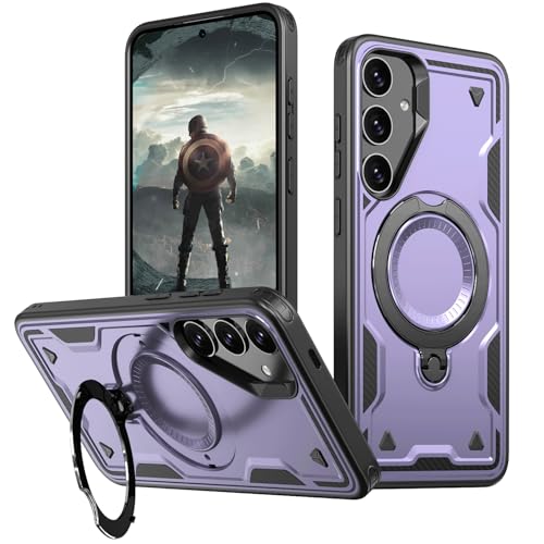 Schutzhülle für Samsung Galaxy S21, militärisch, stoßfest, mit 360°-Magnetring-Ständer, unterstützt kabelloses Laden, strapazierfähig, vollständiger Schutz, für Samsung S21 5G, Violett Schutzhülle für Samsung Galaxy S21, militärisch, stoßfest, mit 360°-Magnetring-Ständer, unterstützt kabelloses Laden, strapazierfähig, vollständiger Schutz, für Samsung S21 5G, Violett von WECOACO