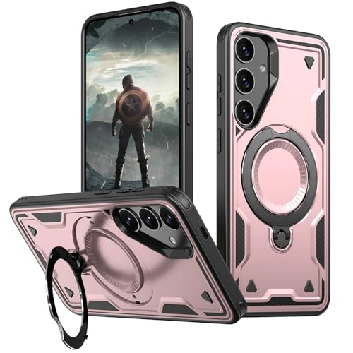 Schutzhülle für Samsung Galaxy S21, militärisch, stoßfest, mit 360°-Magnetring-Ständer, unterstützt kabelloses Laden, strapazierfähig, vollständiger Schutz, für Samsung S21 5G (Rosa) von WECOACO