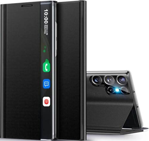 Schutzhülle für Samsung Galaxy S22, Leder, Klapphülle, Galaxy S22 5G, stoßfeste Handyhülle mit Ständer, Schutzhülle für Samsung S22, Schwarz Schutzhülle für Samsung Galaxy S22, Leder, Klapphülle, Galaxy S22 5G, stoßfeste Handyhülle mit Ständer, Schutzhülle für Samsung S22, Schwarz von WECOACO