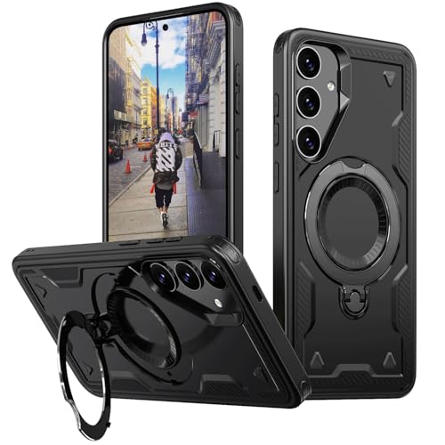 Schutzhülle für Samsung Galaxy S22, stoßfest, mit 360°-Magnetring-Ständer, unterstützt kabelloses Laden, strapazierfähig, vollständiger Schutz, für Samsung S22 5G (Schwarz) von WECOACO