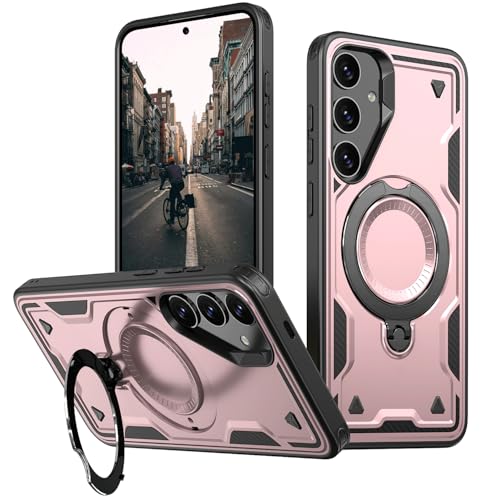 Schutzhülle für Samsung Galaxy S23, militärisch, stoßfest, mit 360°-Magnetring-Ständer, unterstützt kabelloses Laden, strapazierfähig, vollständiger Schutz, für Samsung S23 5G (Rosa) von WECOACO