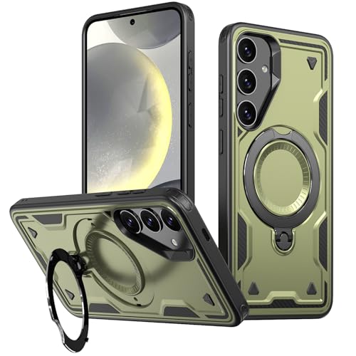 Schutzhülle für Samsung Galaxy S25, stoßfest, mit 360°-Magnetring-Ständer, unterstützt kabelloses Laden, strapazierfähig, vollständiger Schutz, für Samsung S25 5G, Grün von WECOACO