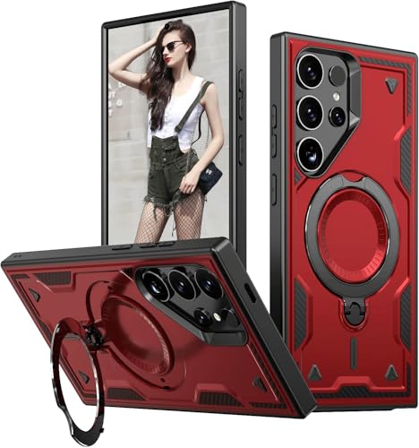 Schutzhülle für Samsung Galaxy S25 Ultra, Militärisch, stoßfest, mit 360°-Magnetring-Ständer, unterstützt kabelloses Laden, strapazierfähig, vollständiger Schutz, für Samsung S25 Ultra 5G, Rot Schutzhülle für Samsung Galaxy S25 Ultra, Militärisch, stoßfest, mit 360°-Magnetring-Ständer, unterstützt kabelloses Laden, strapazierfähig, vollständiger Schutz, für Samsung S25 Ultra 5G, Rot von WECOACO