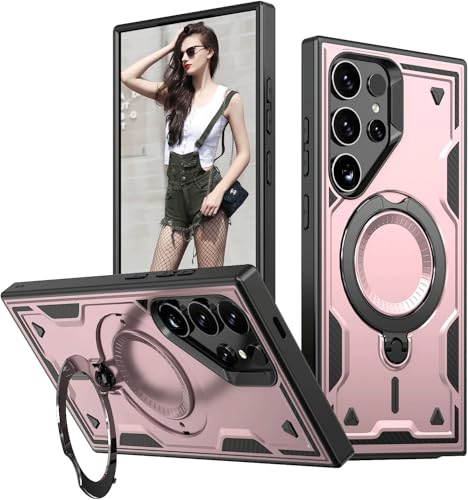 Schutzhülle für Samsung Galaxy S25 Ultra, Militärisch, stoßfest, mit 360°-Magnetring-Ständer, unterstützt kabelloses Laden, strapazierfähig, vollständiger Schutz, für Samsung S25 Ultra 5G (Rosa) Schutzhülle für Samsung Galaxy S25 Ultra, Militärisch, stoßfest, mit 360°-Magnetring-Ständer, unterstützt kabelloses Laden, strapazierfähig, vollständiger Schutz, für Samsung S25 Ultra 5G (Rosa) von WECOACO