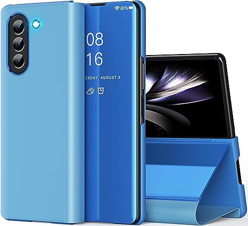 WECOACO Spiegel Hülle für Galaxy Z Fold 3 Flip Case Clear View Make-up Spiegel Handyhülle mit Kickstand Stoßfest Schutzhülle für Galaxy Z Fold 3 5G Shell (Blau) von WECOACO
