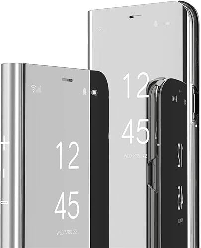 WECOACO Spiegel Hülle für Galaxy Z Fold 3 Flip Case Clear View Make-up Spiegel Handyhülle mit Kickstand Stoßfest Schutzhülle für Galaxy Z Fold 3 5G Shell (Silber) von WECOACO