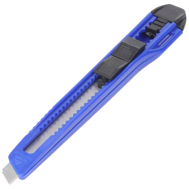 Cutter Ecoline 9mm, Klinge feststellbar, ideal auch als Bastelmesser, mit Abbrechhilfe und praktischem Clip, blau von WEDO