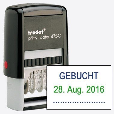 Stempel Printy Gebucht Trodat 4750, D4 von WEDO