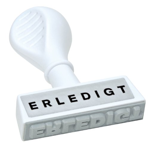 WEDO 19316 Lagertext Stempel ERLEDIGT, Kunststoff, Abdruckbreite ca. 45 mm, ergonomischer Griff, weiß von WEDO