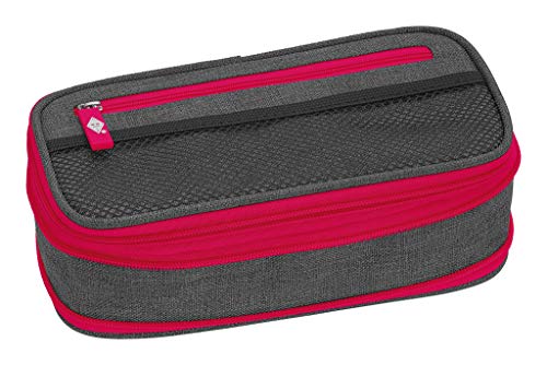 WEDO 24244009 Schlamperbox NEON Stretch, vergrößerbar, mehrere Fächer, Stiftschlaufen, inkl. Stundenplan, grau neon-rosa von WEDO