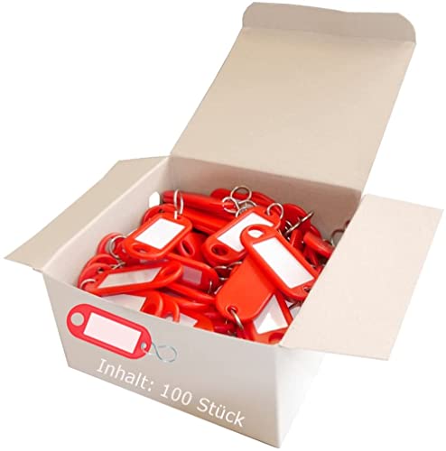 WEDO 262811802 Schlüsselanhänger zum Beschriften | rot | 100 Stück | mit Ring von WEDO