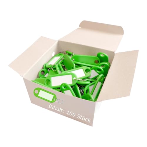 WEDO 262813404 Schlüsselanhänger zum Beschriften | grün | 100 Stück | mit S-Haken von WEDO