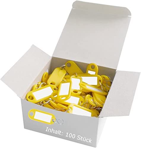 WEDO 262813405 Schlüsselanhänger zum Beschriften | gelb | 100 Stück | mit S-Haken von WEDO