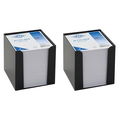 WEDO 270265001 Zettelbox Kunststoffbox (gefüllt, 9 x 9 cm, circa 700 Blatt) schwarz (Packung mit 2) von WEDO