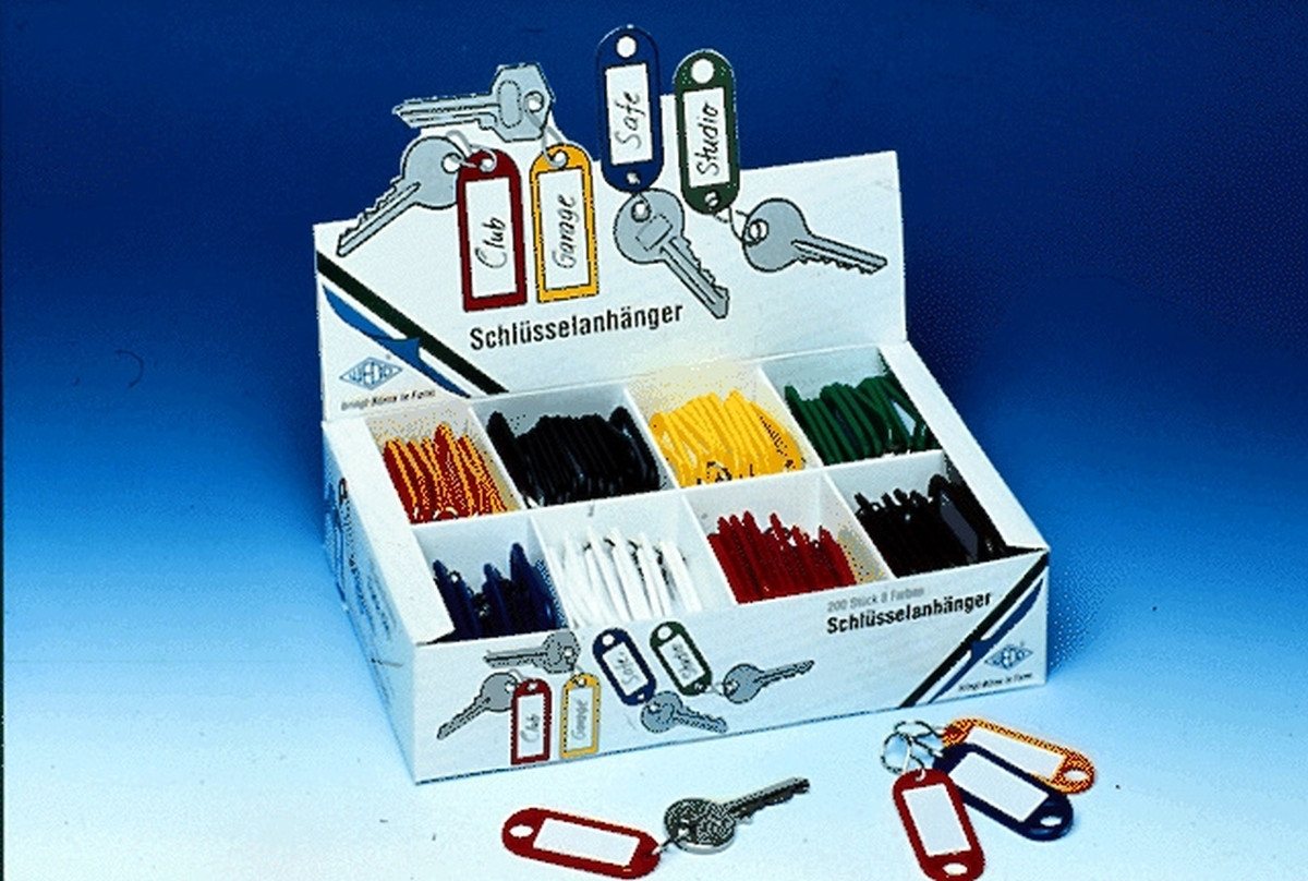 WEDO Geldkassette Schlüsselanhänger mit S-Haken sortiert VE=200 Stück. WEDO Geldkassette Schlüsselanhänger mit S-Haken sortiert VE=200 Stück. von WEDO