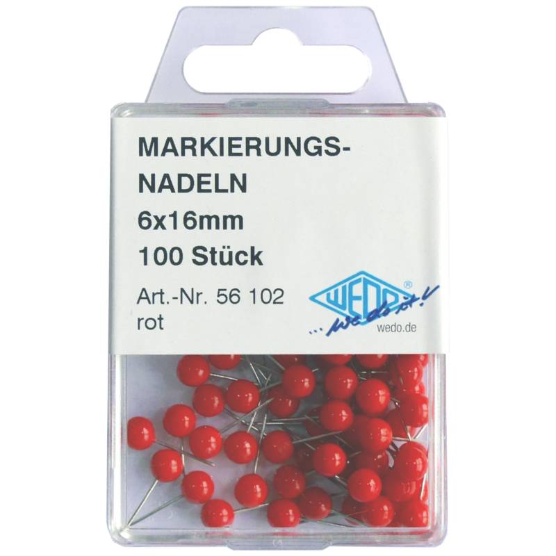 WEDO Markierungs-Nadeln 6 x 16 mm 100er SB-Dose Rot WEDO Markierungs-Nadeln 6 x 16 mm 100er SB-Dose Rot von WEDO