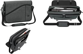 WEDO Notebook-Umhängetasche Messenger Bag COLLEGE, grau aus Polyester, Leinenstruktur, Notebookfach für Notebooks - 1 Stück (59 353012) von WEDO