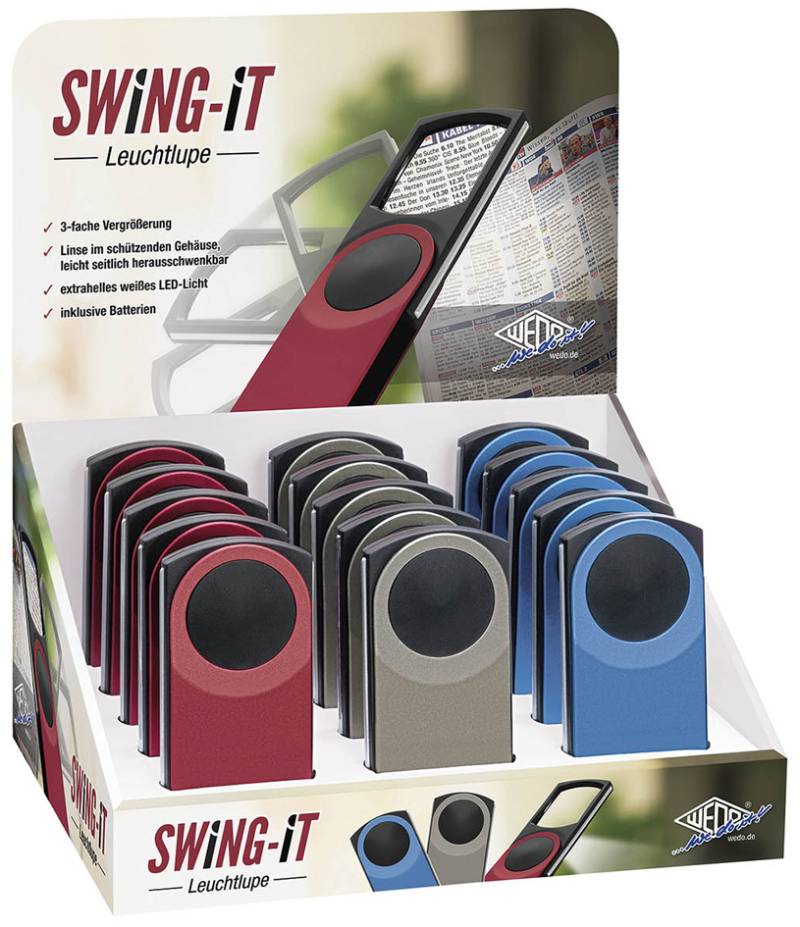 WEDO Rechtecklupe SWING-IT mit LED-Beleuchtung, 15er Display von WEDO