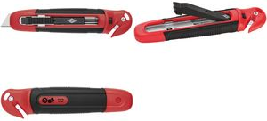 WEDO Safety-Cutter Standard, Trapez-Klinge, schwarz/rot automatischer Klingenr�ckzug, Sicherheitsarretierung, - 1 St�ck (78 805) von WEDO