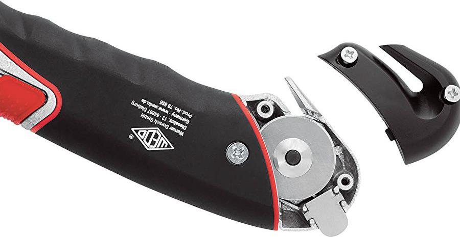 WEDO Super Safety-Cutter, Klinge: 19 mm, schwarz/rot integrierter Folienschneider, automatischer Klingenrückzug, - 1 Stück (78 855) von WEDO