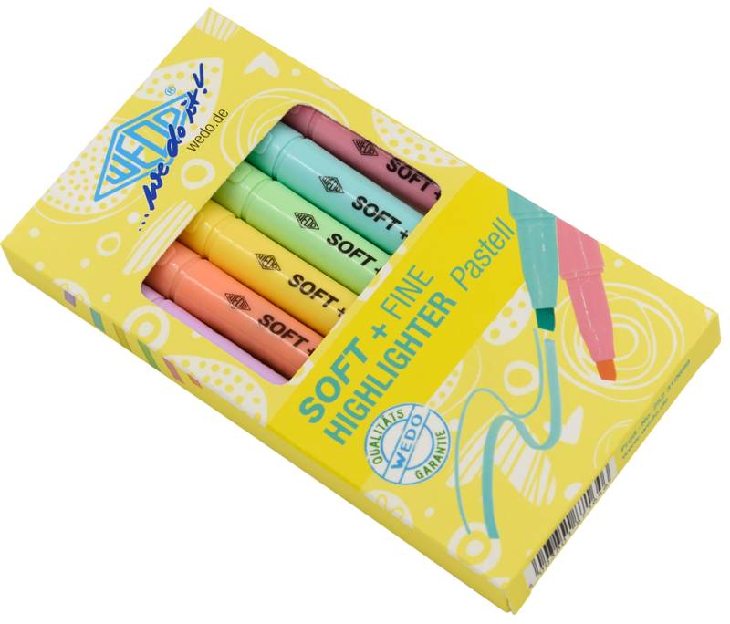 WEDO Textmarker SOFT + FINE HIGHLIGHTER Pastell, 6er Etui von WEDO