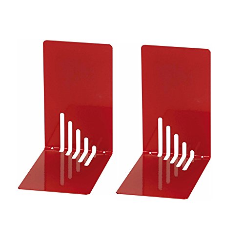 Wedo 1021002 Buchstütze (aus Metall, 14 x 8,5 x 14 cm) 2 Stück, rot von WEDO