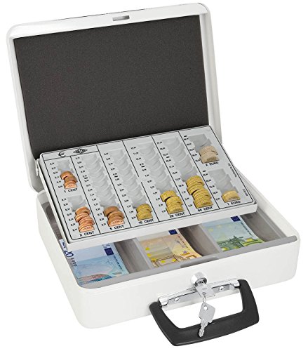 Wedo 150658000 Geldzählkassette Europa, für Münzen und Banknoten, mit Tragegriff, 3-Fächereinsatz für Geldscheine, Zylindersicherheitsschloss von WEDO
