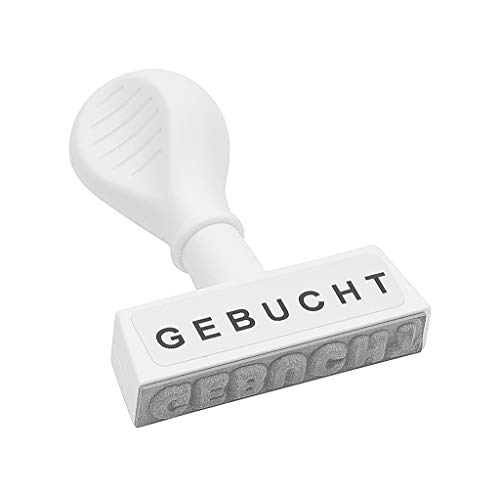 Wedo 19312 Lagertext Stempel Gebucht, Kunststoff, Abdruckbreite 45 mm, Schrifthöhe 5, mm ergonomischer Griff, weiß von WEDO