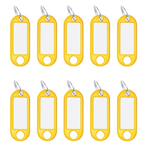 Wedo 262101805 Schlüsselanhänger Kunststoff (mit Ring, auswechselbare Etiketten) 10 Stück, gelb, 17x10x1 cm von WEDO