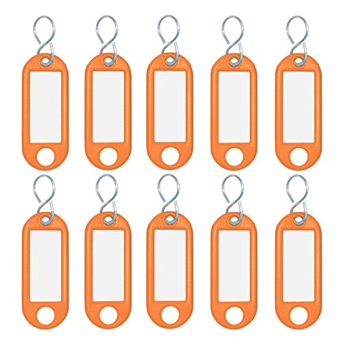 Wedo 262103406 Schlüsselanhänger Kunststoff (mit S-Haken, auswechselbare Etiketten) 10 Stück, orange von WEDO