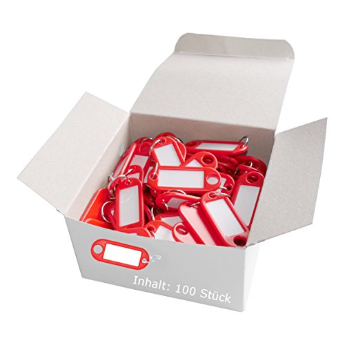 Wedo 262801802 Schlüsselanhänger Kunststoff (mit Ring, auswechselbare Etiketten) 100 Stück, rot von WEDO