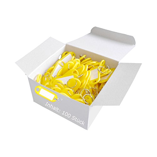 Wedo 262801805 Schlüsselanhänger Kunststoff (mit Ring, auswechselbare Etiketten) 100 Stück, gelb von WEDO