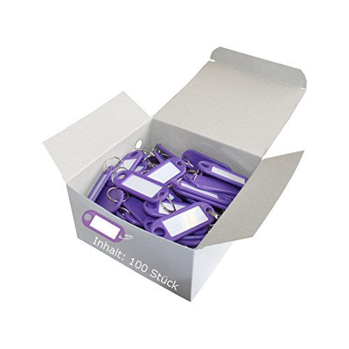 Wedo 262801808 Schlüsselanhänger Kunststoff (mit Ring, auswechselbare Etiketten) 100 Stück, violett von WEDO