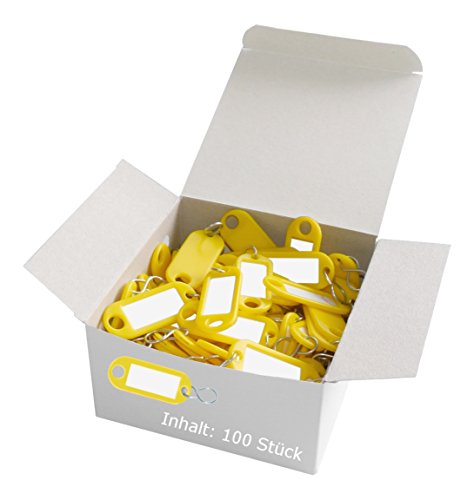 Wedo 262803405 Schlüsselanhänger Kunststoff (mit S-Haken, auswechselbare Etiketten) 100 Stück, gelb von WEDO