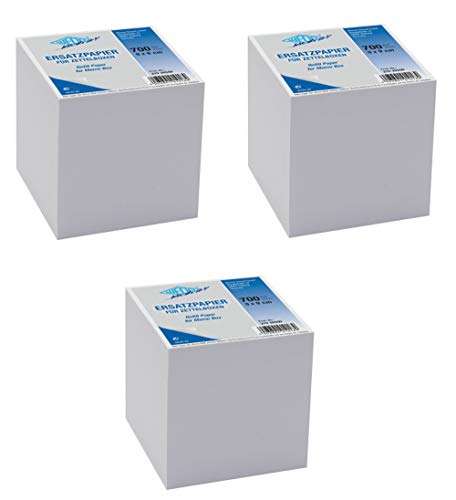 Wedo 27026500 Ersatzpapier (für Zettelbox, holzfrei, 9 x 9 cm, 700 Blatt) (3, weiß) von WEDO