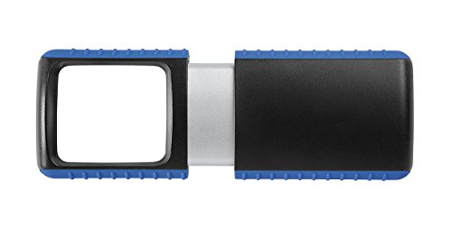 Wedo 271741503 Lupe Outdoor Rechtecklupe (mit LED Beleuchtung inklusive Batterie) schwarz/blau, 5 x 1,5 x 12 cm von WEDO