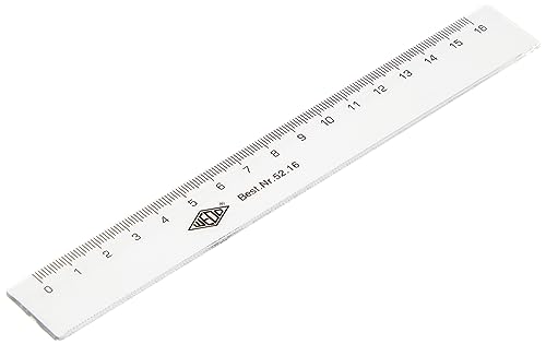 Wedo 5216 Lineal 16 cm, Tuschkante, geprägte Zentimeter Einteilung, Kunststoff, transparent von WEDO