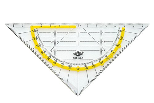 Wedo 525 Geometrie Dreieck 16 cm, Kunststoff, Hypotenuse, Facetten, Tuschenoppen, transparent von WEDO