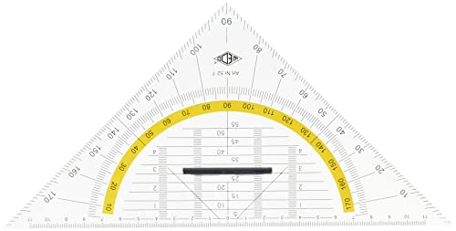 Wedo 527 Geometrie-Dreieck aus Kunststoff Hypotenuse mit abnehmbarem Griff, 25 cm, transparent von WEDO