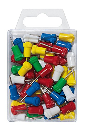 Wedo 56499 Stoßnadeln (vernickelter Eisendraht und Kunststoff, Kopfdurchmesser, Nadellänge, 7,5 mm, 24 mm) 50 Stück, farbig sortiert von WEDO