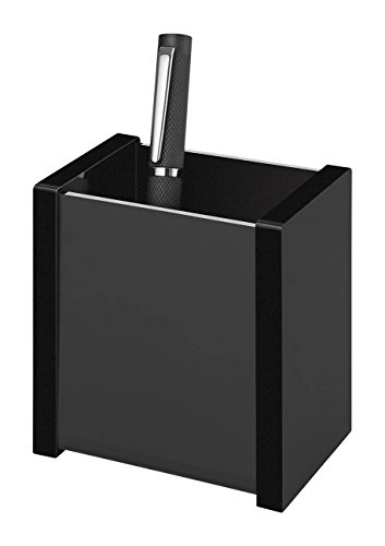 Wedo 634001 Stiftköcher Black Office aus Acrylglas, Gummifüße 8, 7 x 6 x 9, 7 cm, im Geschenkkarton, Schwarz von WEDO