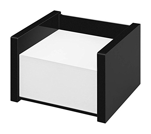 Wedo 637001 Zettelbox Black Office, aus Acrylglas, inklusive 500 Blatt Notizpapier, Gummifüße 10, 9 x 10 x 7, 5 cm, im Geschenkkarton, Schwarz von WEDO