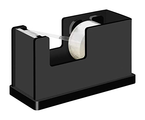 Wedo 639001 Klebefilmabroller Black Office Acrylglas, für Rollen bis 19 mm x 33 M Gummifüße, 11, 4 x 7 cm, inkl. Klebefilm, im Geschenkkarton, Schwarz von WEDO