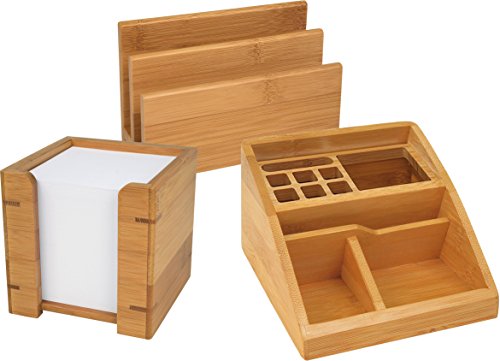 Wedo Schreibtischset Bambus | Zettelbox, Briefständer und Schreibtischbutler | elegantes, ökologisches Bambusmaterial von WEDO