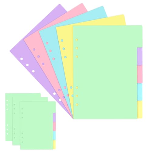 40 Stück/8 Sätze A5 Ordner Trennblätter 6 Löcher, Loseblatt Register Für Ordner 5 Farben Farbige Ordner Register, Horizontale Trennblätter A5 Papierblätter für die Organisation von Notizbüchern 40 Stück/8 Sätze A5 Ordner Trennblätter 6 Löcher, Loseblatt Register Für Ordner 5 Farben Farbige Ordner Register, Horizontale Trennblätter A5 Papierblätter für die Organisation von Notizbüchern von WEFINEST