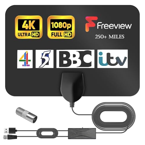 Zimmerantenne DVB-T2 mit Verstärker, Zimmerantenne für Fernseher, DVB-T2 Antenne, TV Antenne, Verbessertes Signal, 5M Koaxialkabel Unterstützt 4K 1080P Kostenlose Kanäle für TV/Radio Lokale TV-Kanäle Zimmerantenne DVB-T2 mit Verstärker, Zimmerantenne für Fernseher, DVB-T2 Antenne, TV Antenne, Verbessertes Signal, 5M Koaxialkabel Unterstützt 4K 1080P Kostenlose Kanäle für TV/Radio Lokale TV-Kanäle von WEHOOM